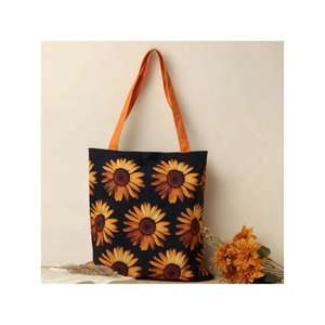 กระเป๋าช้อปปิ้งลายดอกทานตะวัน ทำมือจากผ้าฝ้ายอินเดีย 100% แห้งเร็ว น้ำหนักเบา รีไซเคิลได้ ความจุเยอะ เป็นมิตรต่อสิ่งแวดล้อม จากเมืองจัยปุระ - Product Image 1