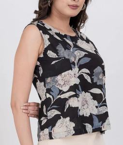 Haut sans manches en coton à imprimé floral de qualité supérieure, écologique, pour femme, tissu doux et respirant, coupe ajustée, style décontracté, été - Product Image 3