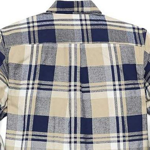 Chemise en flanelle à carreaux bleus pour homme, manches longues, 100% coton, col rabattu, vêtement décontracté pour l'automne - Product Image 6