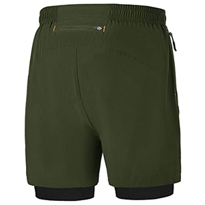 Pantalones Cortos Bermuda para Hombre, Color Verde Oliva, de Secado Rápido, Cintura Elástica con Bolsillos, Estilo Deportivo Casual, Corte Medio, Tejido de Poliéster - Product Image 3