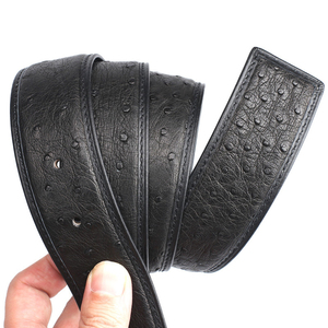 Ostrich Grain Cowhide Durable Formal <b>Belt</b> <b>Strap</b> Without Buckle Wrapped Edge Steel Replacement OEM Wholesale - Product Image 5