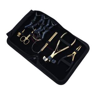 Professional Hair Extension <b>Tools</b> Kit Micro Link Crimping Pliers Tape in Bonding Plier Loop Threader <b>Hook</b> <b>Tool</b> Stainless Steel - Product Image 1