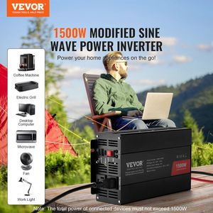 Inverter di Potenza a Onda Sinusoidale Modificata 1500W, da DC 12V a AC 120V, 2 Prese AC, 2 Porte USB e 1 Porta Type-C con 6 Fusibili di Ricambio - Product Image 2