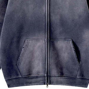 Sudadera con Capucha y Cremallera para Hombre, Talla Grande, Color Sólido, Estilo Casual de Otoño, Manga Larga, 100% Algodón, Tejido French Terry - Product Image 4