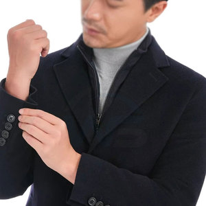 Manteau trench en tissu doux et lisse pour homme, long manteau d'hiver avec col large, fermeture à boutons et ceinture ajustable à la taille - Product Image 6