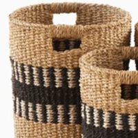 Paniers de rangement décoratifs pliables en jonc de mer et jute, tressés à la main, avec poignées, doublure plastique, imperméables, écologiques, durables et respirants