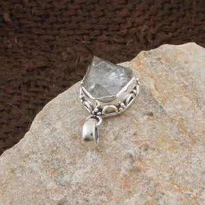 Handmade 925 Sterling Silver Aquamarine Pendant Natural Gemstone Artisan Handcrafted Dotted Border Necklace <b>Charm</b> Jewelry - Product Image 2