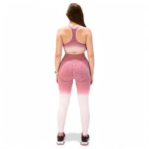 Women's Dip Dye Yoga <b>Set</b> <b>Square</b> Neck Sports Bra Flare Leggings Skort Fitness Dance Outfit Sports Bra Seamless Legging Fitness - Product Image 6