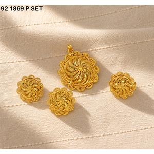 Ethiopian Necklace and Earrings African Gold Plated Jewelry <b>Set</b> Eritrean <b>Girl</b> Accessories Ethiopian Gold Plated Jewelry <b>Set</b> - Product Image 2
