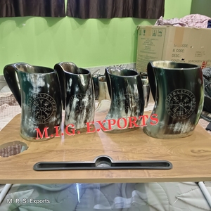 Auténtica Jarra Vikinga Hecha a Mano de Cuerno de Vaca, Ecológica, Arte Folclórico, Nueva Jarra Medieval Vintage para Cerveza/Ale y Jengibre, para Decoración del Hogar y Regalos - Product Image 5