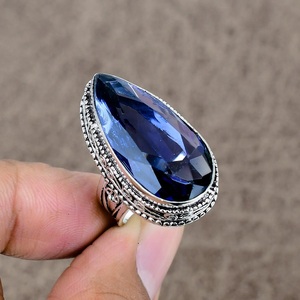 Designer Tanzanite Gemstone <b>Ring</b> <b>925</b> Sterling <b>Silver</b> Blue Topaz <b>Ring</b> Handmade Jewelry Statement <b>Ring</b> For Her - Product Image 1