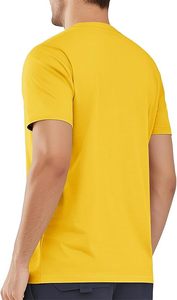 T-shirt en coton jaune pour homme, manches courtes, col rond, coupe classique, couleur unie, jersey décontracté, tricoté, teint uni - Product Image 6