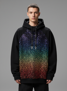 Sweat à capuche zippé en strass pour homme, délavage acide, molleton bouclette 500 g/m² épais, coupe oversize, streetwear, logo personnalisé, marque OEM - Product Image 2