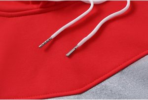 Sudadera con Capucha para Hombre, Diseño Color Block, Corte Regular, Informal, Tejida, con Bolsillo, Estilo Otoñal, Rojo, Gris, Negro - Product Image 4