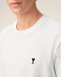 Camiseta Blanca para Hombre, Corte Regular, 100% Algodón, Logotipo Bordado, Cuello Redondo Minimalista, Manga Corta, Transpirable, Ecológica, Estilo Urbano - Product Image 3
