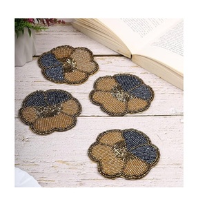 Posavasos Bordado con Cuentas Doradas, Diseño Bohemio Elegante, 300 mm de Diámetro, 5 mm de Grosor, Logotipo Personalizado, Decoración de Mesa de Alta Calidad - Product Image 2