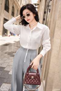 เสื้อเชิ้ตแขนยาวผู้หญิง รุ่น DAISY Vietnam VIVI KA สไตล์ลำลอง ปกคอพับได้ ปักลายผ้า - Product Image 3