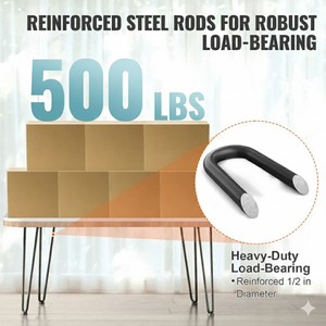 Patas de Muebles Tipo Horquilla de 19 Pulgadas, 2 Varillas, Capacidad de Carga de 500 Libras, Patas de Mesa de Metal para Comedor, Color Negro, Piezas de Muebles DIY, 4 Piezas EDPTBL010 - Product Image 3