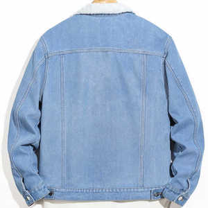 Men's Winter Thicken Sherpa Lined Denim <b>Jacket</b> Wool <b>Jacket</b> <b>Sheepskin</b> Coat Warm Jean Denim <b>Jacket</b> With Fur for Mans - Product Image 2