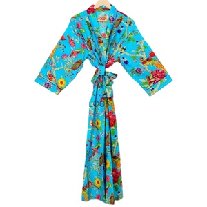 Kimono de algodón puro 100% suave y ligero para el kimono de verano con cuello en V con diseño simple y estampado floral para ropa informal - Product Image 1