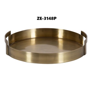 Bandeja Redonda Metálica Hecha a Mano Ecológica de Última Tendencia Mundial con Acabado Martillado Real, Segura y Apta para Fiestas, para Venta al por Mayor - Product Image 4