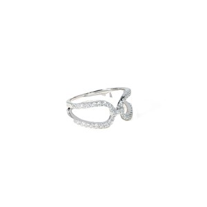 Anillo de media eternidad con diamantes cultivados en laboratorio, corte redondo, certificado IGI, oro macizo de 10K, 14K, 18K, color DEF, claridad VS VVS, diseño cruzado. - Product Image 4