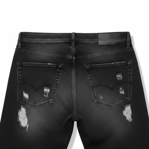 Custom Print Heavyweight Denim Jorts Shorts for <b>Men</b> Distressed Baggy Vintage Look Double Waist Mid Breathable Crystal Logo <b>Jeans</b> - Product Image 5