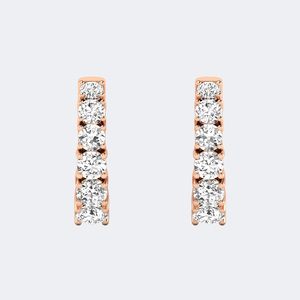 Pendientes de aro tipo huggie con diamantes de corte redondo de 2.00 quilates y engaste de puntas compartidas - Product Image 6
