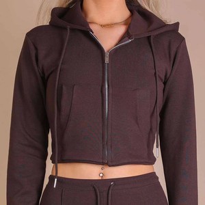 Pantalons de jogging et de survêtement évasés pour femmes, 100% coton, tissu éponge, style streetwear, fermeture éclair et design avec patchs - Product Image 4