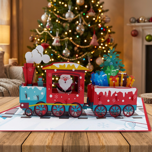 Tarjeta Pop-up 3D de Tren Navideño, Hecha a Mano, con Diseño de Hanoi, Corte Láser, Regalos de Navidad, Diseño Personalizado, Superventas - Product Image 6