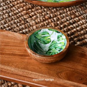Tazón de Madera con Recubrimiento de Esmalte y Estampado Geométrico de Lujo, Tazón Decorativo de Madera de Mango Pintado a Mano |   Tazón para Servir de Calidad Alimentaria Premium - Product Image 4