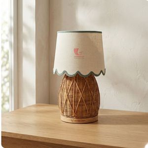 Rattan <b>Table</b> <b>Lamp</b> with Fabric Shade, A Soft Balance of Nature and Light, Handcrafted Rattan <b>Base</b> Wholesale - Product Image 1