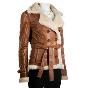 Abrigo de Piel de Oveja Auténtica, Suave y Esponjoso, con Cuello y Puños de Piel de Cordero de Lujo Personalizados, Chaqueta de Cuero Genuino para Mujer, Primavera-Otoño - Product Image 1