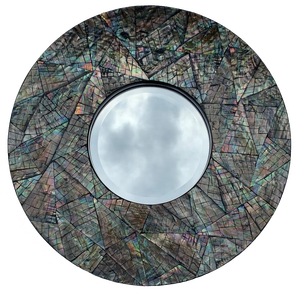 Luxury Lacquer MOP Mosaic Wall <b>Mirror</b> Round <b>Hanging</b> <b>Mirror</b> for Living Room Hallway <b>Bathroom</b> Vanity - Product Image 1