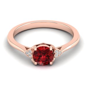 Anillo de Oro Sólido de 14K con Granate de Corte Redondo de 0.84Ct y Diamantes, Precio de Fábrica REYES, para Mujer, Regalo de Boda - Product Image 6