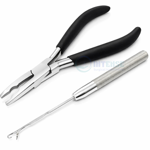 Alicates Clásicos de Alta Calidad de 6 Pulgadas de Acero Inoxidable Ligeros para Extensiones de Cabello, Aguja de Ganchillo Reutilizable con Mango Negro Cómodo - Product Image 1