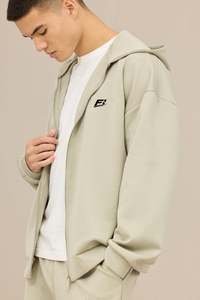 Custom Logo Heavyweight Boxy Drop Shoulder Zip up Men's Hoodies 100% Cotton Fabric Wholesale Unisex Casual Sportswear Oversized - Product Image 2