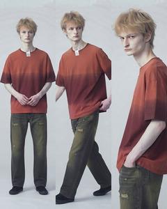 T-shirt rouge en coton surdimensionné pour homme, manches courtes, col rond, décontracté, style vintage délavé au soleil, coupe décontractée - Product Image 6