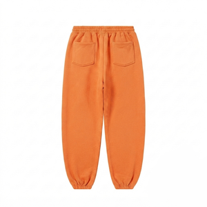 Pantalones Deportivos para Mujer, 400 GSM, Felpa de Algodón Premium, Estampado Gráfico con Pedrería Naranja, Estampado Puff, Bordado, Logotipo Personalizado, OEM, ODM - Product Image 2
