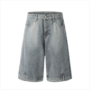 New Style Vintage Washed Blank <b>Men</b> Loose Denim Shorts Custom Embroidery Casual 100%cotton <b>Men</b> <b>Jean</b> Shorts Baggy Jorts for <b>Men</b> - Product Image 1