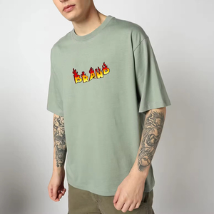 Camiseta de Manga Corta para Hombre, Cuello Redondo, 100% Algodón, 260 GSM, Tejido de Punto, Talla Grande, Impresión Frontal con Logotipo Personalizado, Venta al Por Mayor - Product Image 4