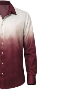 Camisa Formal para Hombre Color Borgoña Degradado, Algodón Premium, Manga Larga, Cierre de Botones, Estilo Casual Elegante, Fabricante OEM Personalizado, Suministro al por Mayor - Product Image 4