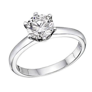 Bague de fiançailles en or blanc 14 carats avec diamant naturel rond solitaire de 1 carat - Product Image 4