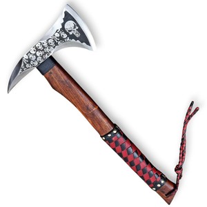 Industrial Carbon Steel Viking Skull <b>Axe</b> Forged Rosewood Handle Leather Grip Outdoor <b>Camping</b> Hunting Wood Splitting OEM ODM - Product Image 1