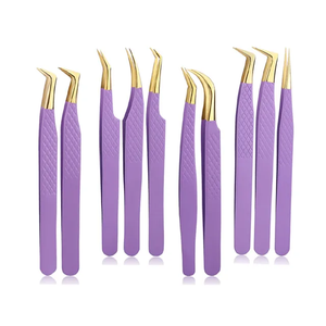 Pinzas de Acero Inoxidable para Extensión de Pestañas, Etiqueta Personalizada, Herramientas de Belleza al por Mayor con Puntas de Volumen y Fibra en Venta - Product Image 3
