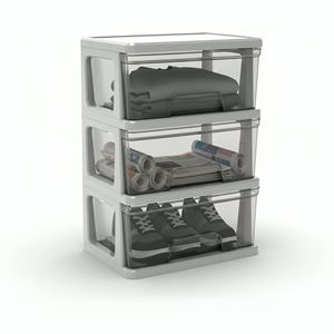 Carrello portaoggetti in plastica argentata smontabile con cassetti, soluzione pratica per l'organizzazione - Product Image 3