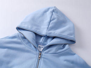 Sweat à capuche unisexe décontracté surdimensionné en molleton brossé épais, entièrement zippé, brodé, imprimé numérique uni, anti-rétrécissement, collection automne - Product Image 3