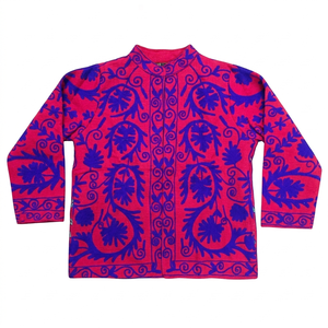 Premium Handcrafted Suzani Embroidery Cotton Canvas Jacket Colorful Boho Chic Casual Fashion <b>Coat</b> - Product Image 1
