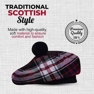 Gorro Escocés Macdonald Moderns Tartan Clan Bonnet Tam o' Shanter con Pompón, Gorro de Lana de las Tierras Altas, Venta al por Mayor - Product Image 5