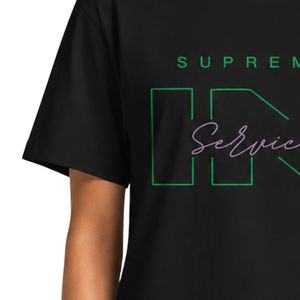 Black Service Graphic Tee Women Short Sleeve Cotton Shirt Green Letter Print Casual Fashion <b>Top</b> Summer Streetwear - Product Image 3